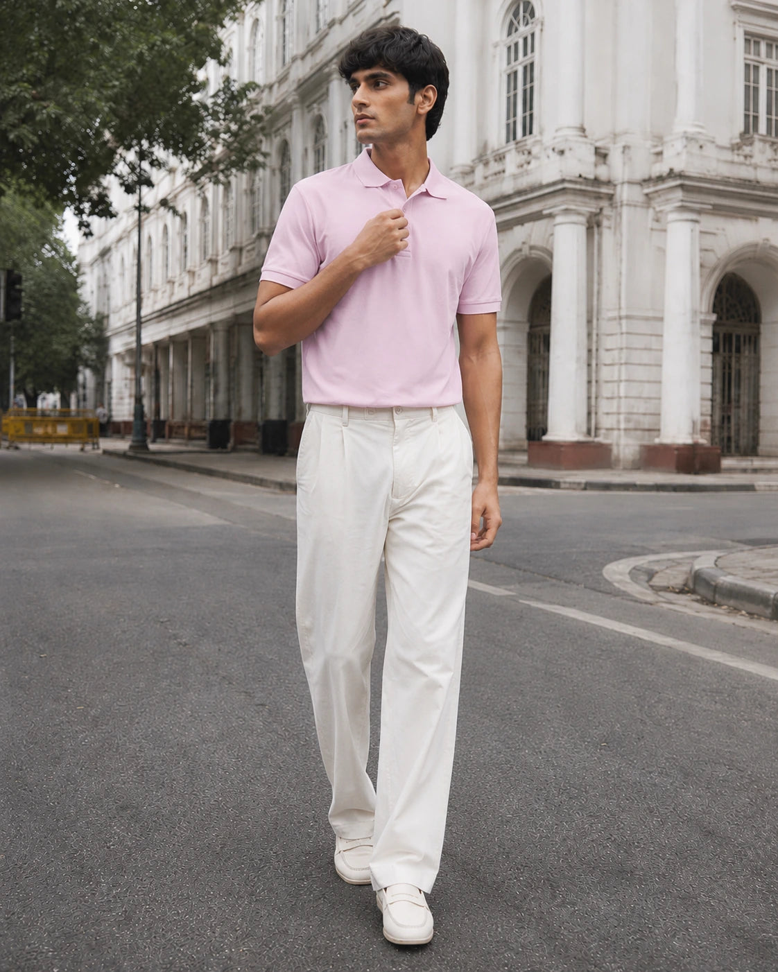RENQARA Blush Pink Polo T-Shirt