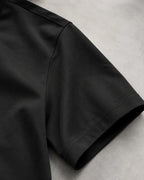 RENQARA Onyx Supima T-Shirt sleeve detail showing smooth black Supima cotton fabric and clean stitching